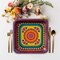 8 Ct. Fiesta Party Square Paper Dessert Plates 7" Colorful Disposable Tableware